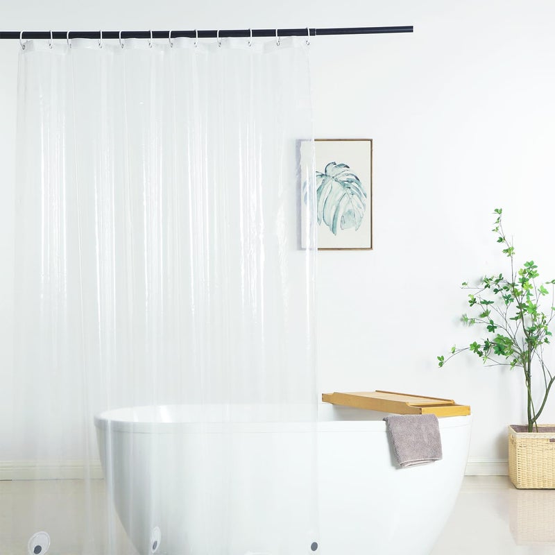 WellColor Shower Curtain Liner 72 x 78 Inch, PEVA Heavy Duty Extra Long Bathroom Plastic Shower Curtain Sets with 3 Weighted Magnets, Clear - Image 1